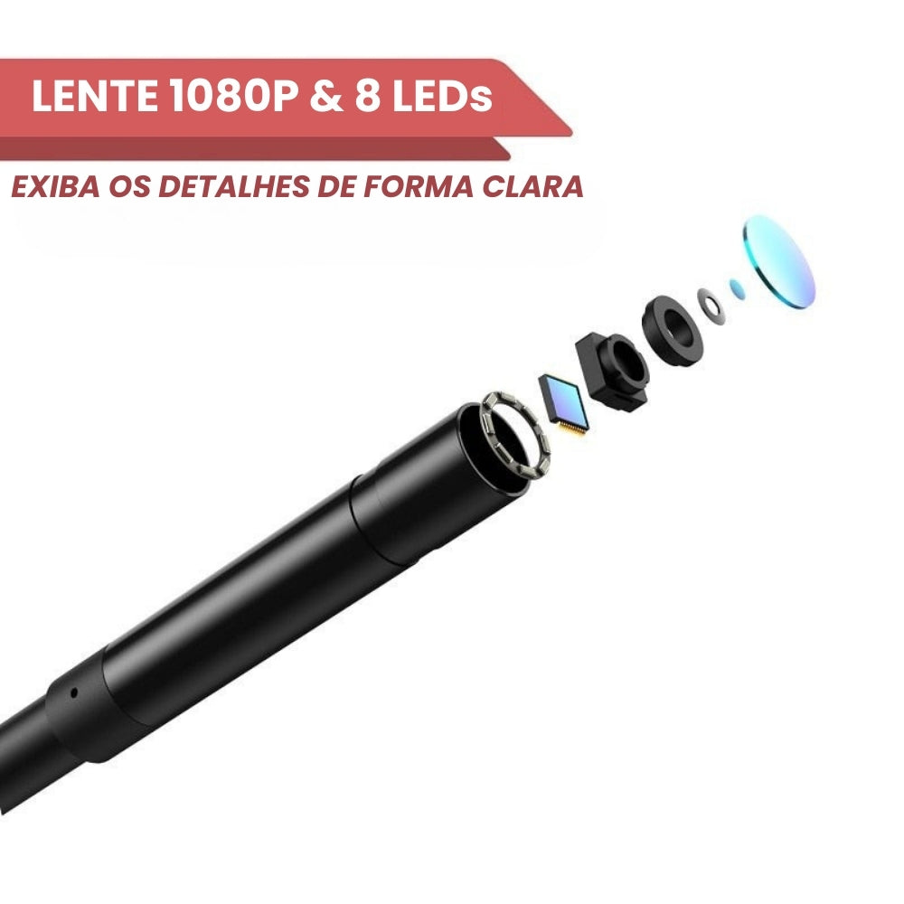 Boroscópio Industrial Câmera HD 8mm À Prova D'Água