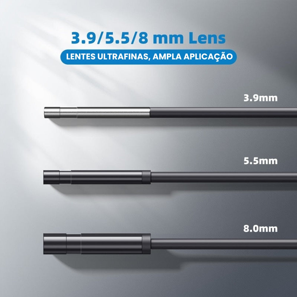 Boroscópio Industrial Câmera HD Impermeável Bateria de 2600mAh