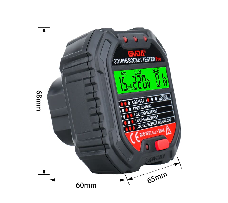 Verificador de Tensão Elétrica Testador de Tomada Com Display 90-250v GVDA