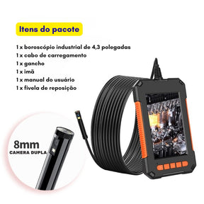 Câmera Endoscópica com Tela 4.3 1080p Led