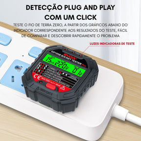 Verificador de Tensão Elétrica Testador de Tomada Com Display 90-250v GVDA