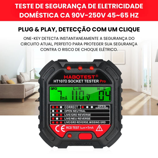 Verificador de Tensão Elétrica Testador de Tomada Com Display 90-250v Habotest