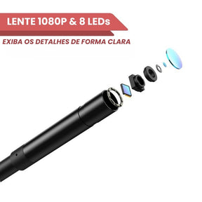 Boroscópio Industrial Câmera HD 8mm À Prova D'Água