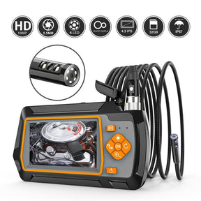 Boroscópio Industrial com Tela LCD 4.3" IPS 2.0MP 1080P HD Lente com LED 32GB TF
