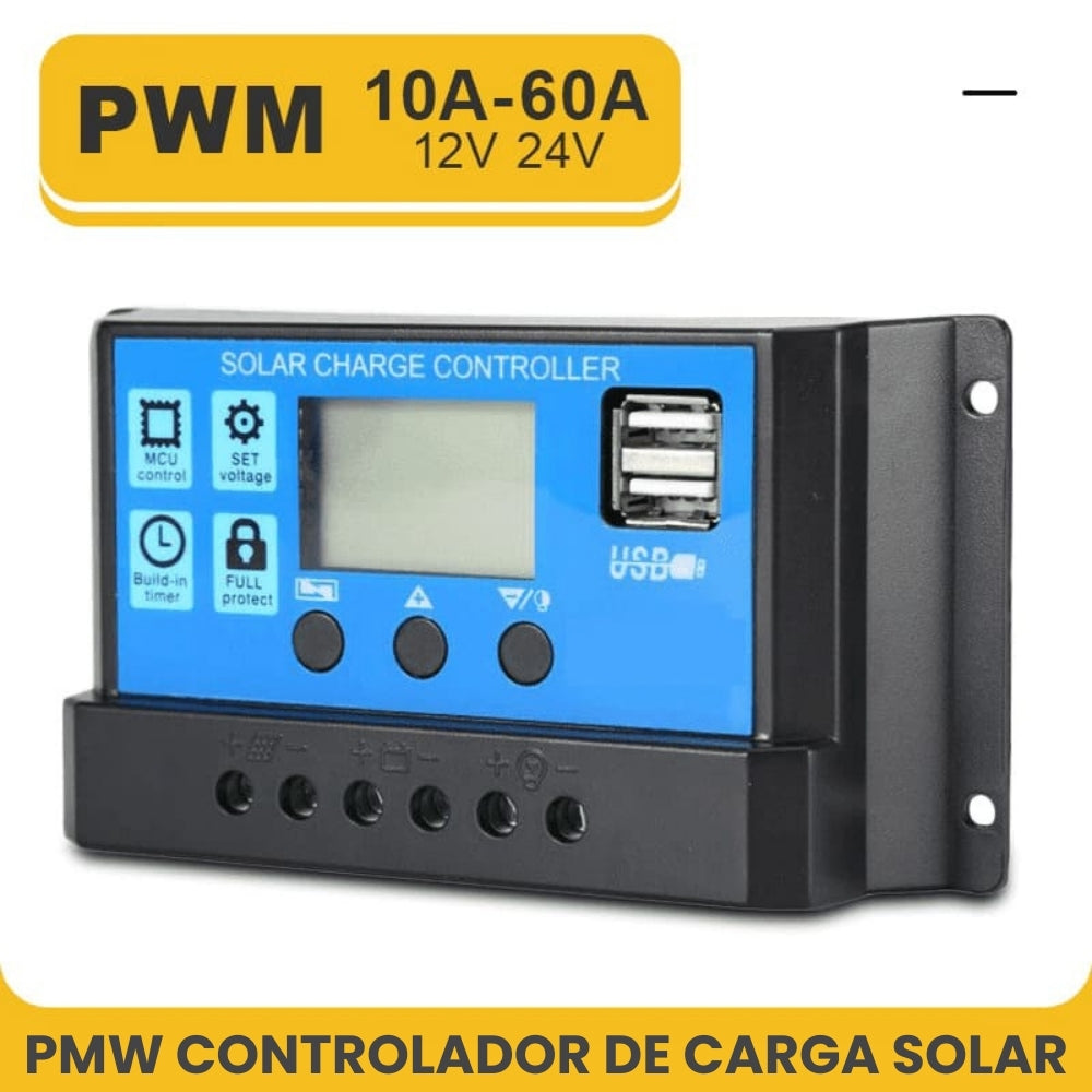Controlador de Carga Solar LCD PWM 10-60A 12V 24V