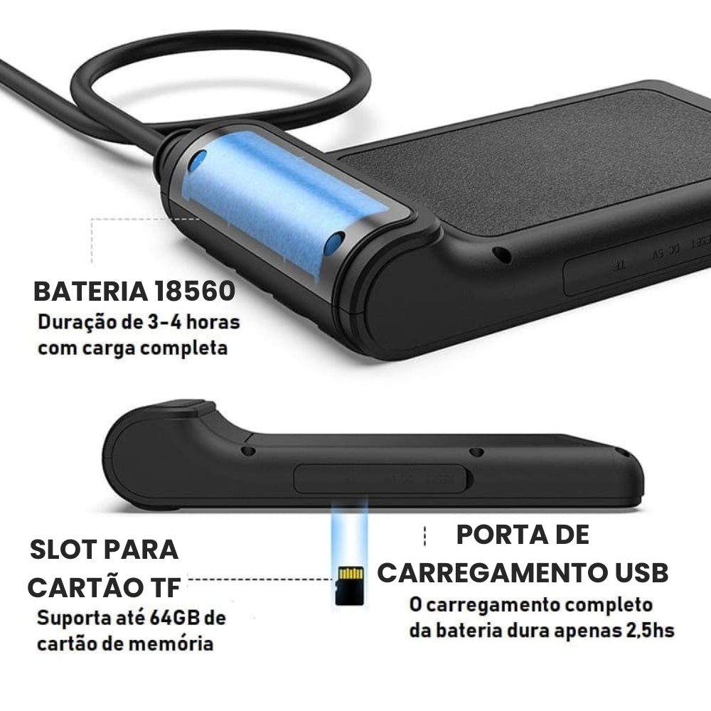 Boroscópio Industrial com Câmera Sonda HD 4.3" LCD