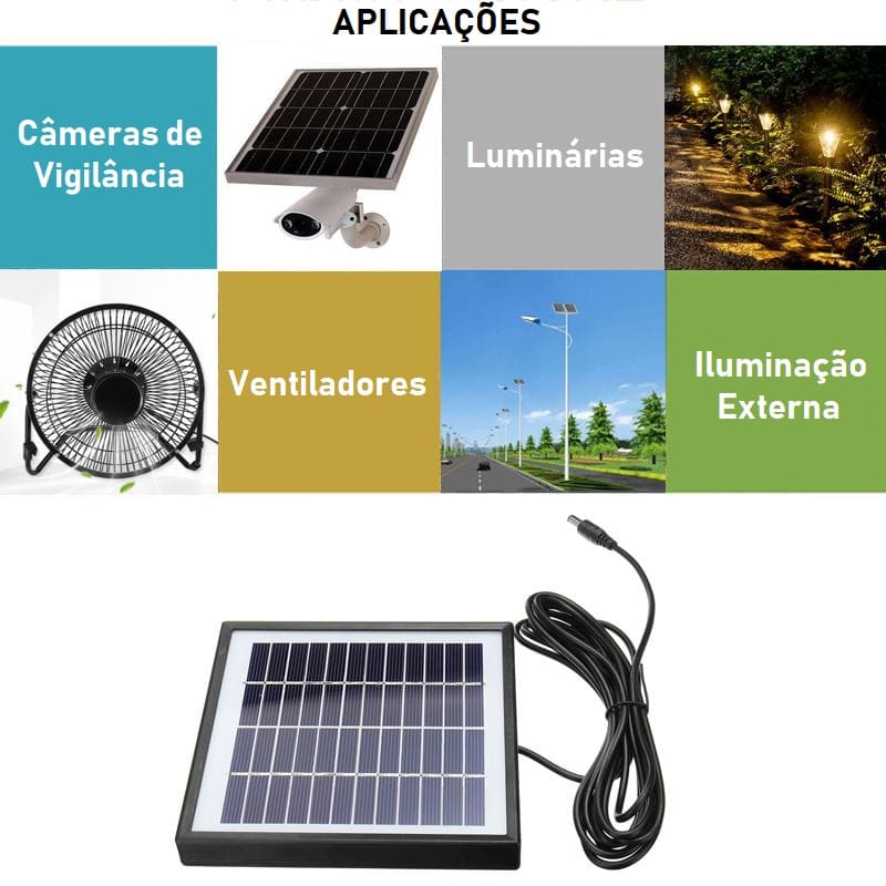 Placa Solar Fotovoltaica Portátil 12V 10W